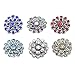 Soleebee 6pcs Mixed Alloy Rhinestones Snap Buttons Jewelry Charms (Peacock Spreads Its Tail)