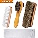 TAKAVU Shoe Shine Kit (4PCS) - 100% Soft Horsehair Bristles Brush, Polish Applicator, Crepe Suede Shoes Brush, Microfiber Buffing Cloth for Shoes, Leather, Boot, Cloth, Bag
