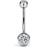 Hnxnskt Long Belly Button Rings Hypoallergenic Titanium Belly Button Ring 14mm Navel Rings for Women Cubic Zirconia Long Bar Navel Piercing Jewelry 16G 14G