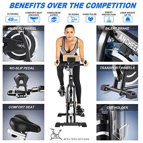 Caromix Indoor Exercise Bike - Stationary Bike With LCD Monitor, Pulse Sensor, 300 Lb Capacity