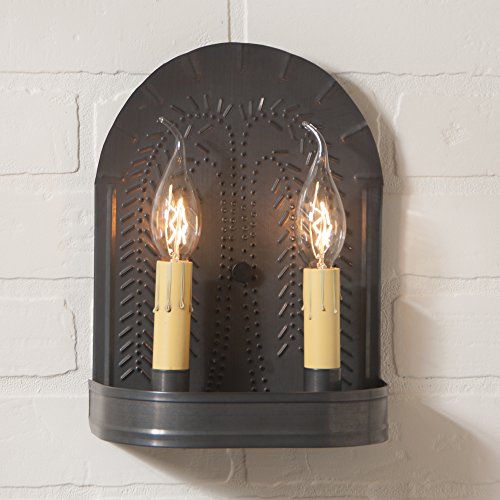 Irvin's Country Tinware 9WLWBT - Willow Pattern Sconce with Blackened Tin Finish