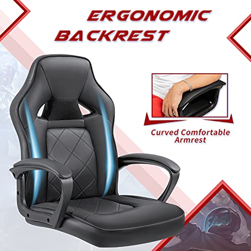 Furniwell Leather Gaming Chair Office Desk Chair, Racing Style Video