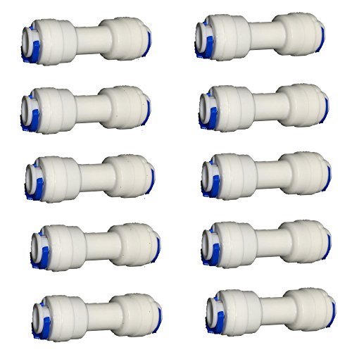 PureSec 2019 TOC1438 mini white plastic quick fitting straight union push connector for tubing OD 1/4" and 3/8" used for RO system refrigerator ice maker coffee machine (Pack of 10) - Thumbnail 3
