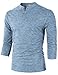 H2H Mens Summer Casual V-Neck Button Cuffs Cardigan Three-Quarter Sleeve T-Shirts SKYBLUE US L/Asia XL (CMTTS0194)