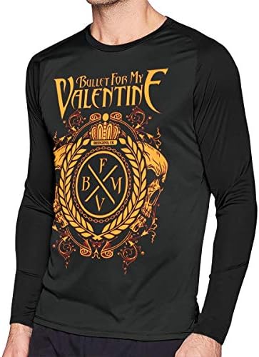 Kooiico Mens Vintage Bullet for My Valentine Logo Long Sleeve Raglan Baseball T Shirts Black