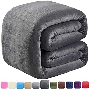 SOFTCARE Soft King Size Summer Blanket All Season 350GSM Thicken Warm Fuzzy Microplush Lightweight Thermal Fleece Blankets for Couch Bed Sofa Dark Grey 90