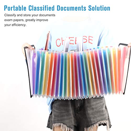 Expanding File Folder, Expandable File Organizer, Multicoloured Accordion File Folder with Labels Guide and Customized Label Sticker for Office/Home/Business/Study/Paper Work (24 Pockets)