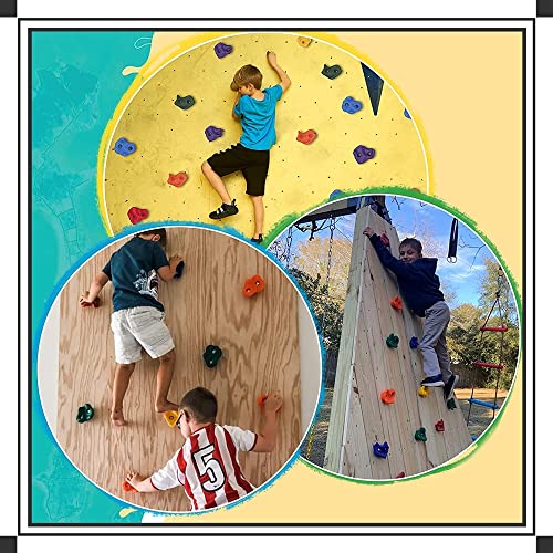 Beauenty 10 Pcs Rock Climbing Holds For Kids Set,Rock Climbing Holds,Climbing Wall,Climbing For Adult Indoor And Outdoor Play Accessories,With Mounting Hardware,Home Playground Climbing Wall Grip Kits