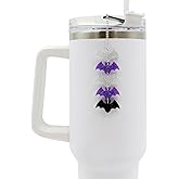 Purple Tumbler Ornament – Glitter Bat Cup Chain for Stanley 30oz 40oz, Gothic Straw Decoration, Cute Water Bottle Accessories for Iced Coffee Cups