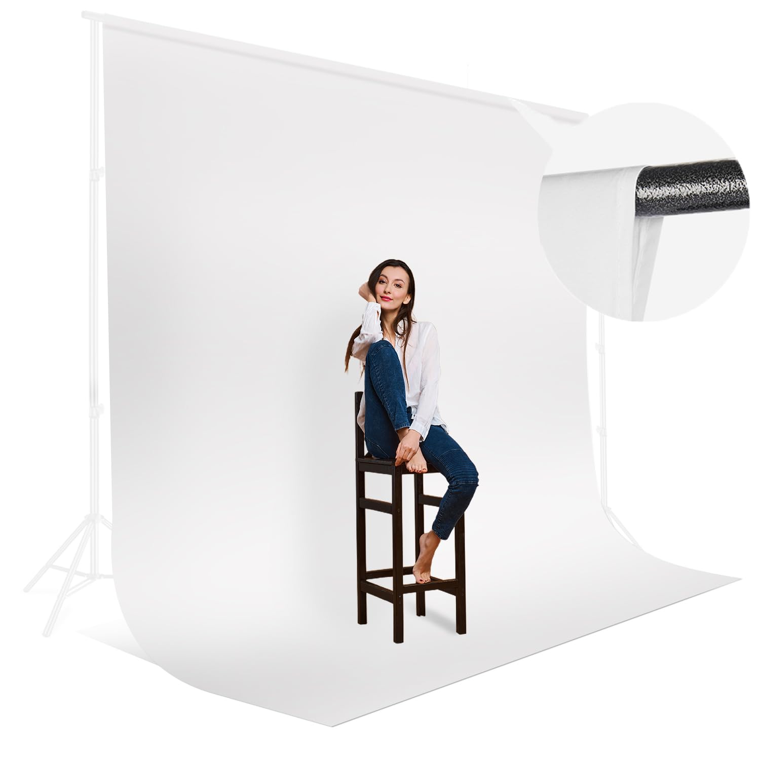 Photo Backdrop Curtain, White Backdrop for Photoshoot, 10x12ft Photography Backdrops Background for Family Picture, Video Recording, Birthday Party, Baby Shower
