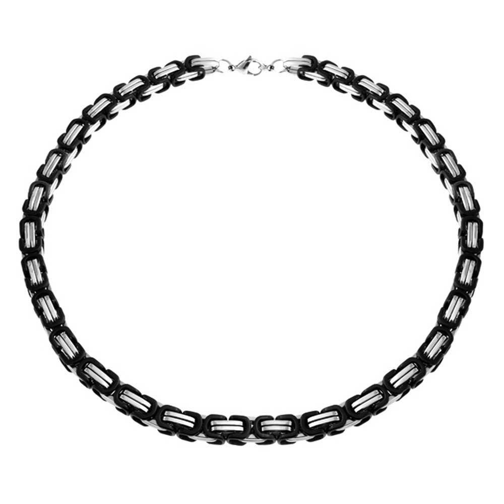 Mechanic Byzantine Biker Jewelry Urban Double link Flexible Heavy Chain Necklace Men Teen Black Silver Two Tone Stainless Steel 30 Inch