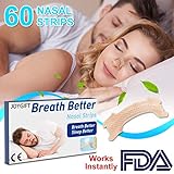Nasal Strips, 60 Count Stop Snoring Nasal Strips Extra Length Comfortable Anti Snoring Breath Aids Nose Strips Works Instantly for Better Sleep, Snoring Reduction, Nasal Congestion