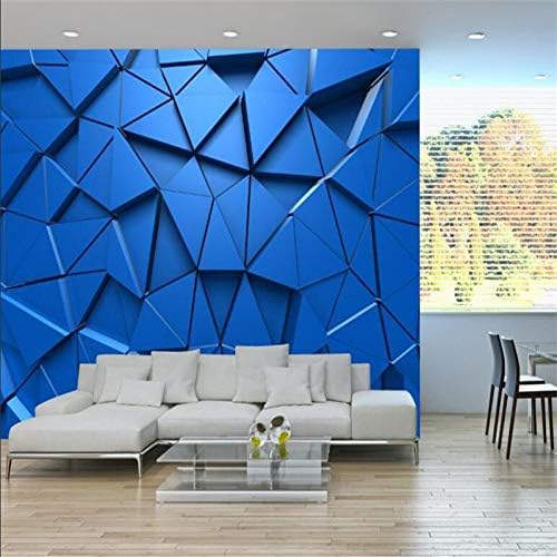 春の新作 Sdsxt 3d立体ブルー幾何学的三角形壁画壁紙リビングルームオフィス装飾壁紙3d 450cm W H X350cm