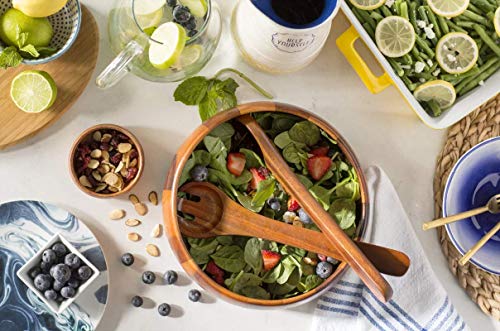 image for Le'raze Elegant Wooden Salad Bowl with Serving Fork and Spoon for Mixi