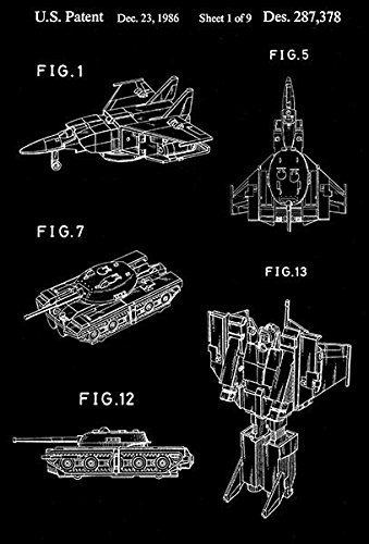 1986 - Blitzwing - Triple Changers Robot - Patent Art Poster