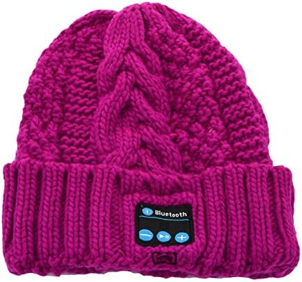 BearsFire Wireless Bluetooth Music Hat Knitted Winter Hat Magic Hat Headphone Headset Earphones MP3 Speaker Music Player Hands-free Hat Women/Men Winter and Spring Warm Hats Beanie Hat (Pink)