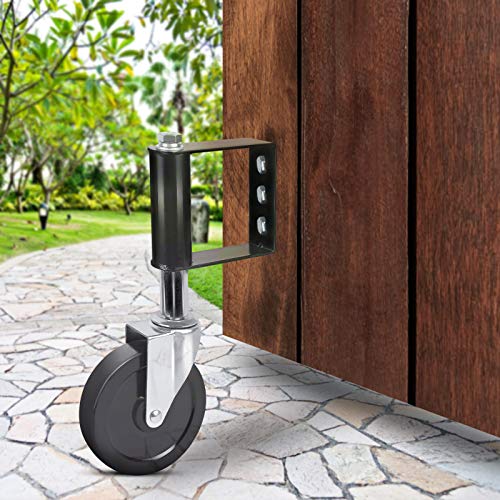 Photo 1 of Ronlap Gate Wheels for Wooden Gate, Gate Caster Wheel Spring Loaded for Metal Tube Swing Gate Fence Gate Wheel for Gates Heavy Duty Outdoor Farm Vinyl Wood Gate Rollers, 220 Lbs, 4 Inches, Black