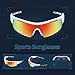 TOREGE Polarized Sports Sunglasses for Men Women Cycling Running Driving TR033(White&Black Tips&Red Lens)
