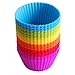 Silicone Rainbow Combo Cupcake Liners with Pastry Bag, Reusable & Non-stick Baking Cups, Standard Muffin Cups Chocolate Holders Truffle Cups (12PCS,6 Colors)