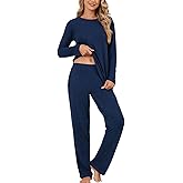 PNAEONG Womens Pajama Sets Long Sleeve Top With Pants Lounge Sets Soft Sleepwear Comfy Pjs With Pockets