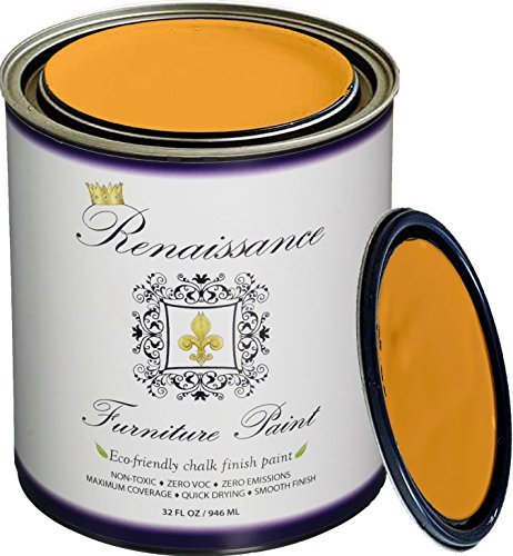 Renaissance Chalk Finish Paint - Marigold - Quart (32oz) - Chalk Furniture & Cabinet Paint - Non Toxic, Eco-Friendly, Superior Coverage