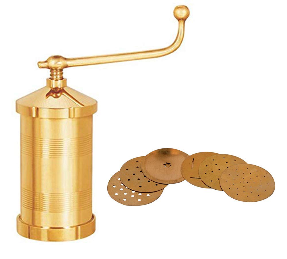 Sev Sancha Gathiya Murukulu Janthikulu Maker Machine with 6 Different Jali - Brass