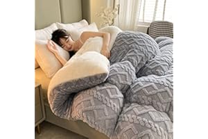 SOVILEE Thickened Super Soft Insulation Hibiscus Winter Quilt, Cashmere and Double Fabrics, Breathable Warmth Fluffy Plush Sided Velvet Blanket (Grey,150 * 200cm/59.05 78.74in (3KG))