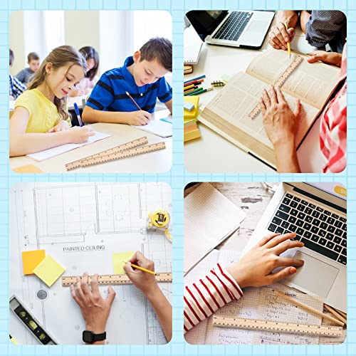 Koogel Wooden Rulers, 36 PCS 2 Scales 30cm & 12 Inches Straight Rulers for Office Home Math Science Class School Supplies Teaching Materials Drafting Tools Kits
