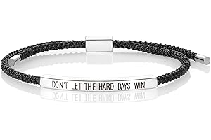 KHKINDPRO Dont Let The Hard Days Win Bracelet for Women Men, Handmade Braided Adjustable Wrap Stainless Steel To My Daughter/Best Friend Inspirational Gifts Ladies Jewelry