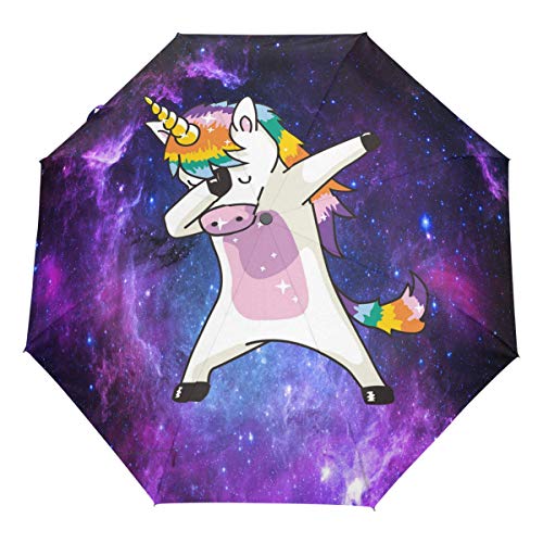 Wamika Funny Unicorn Auto Umbrella Open Close Windproof Travel Lightweight Parasol Umbrella Sun Rain - Thumbnail 5