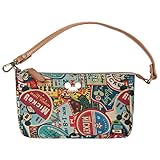 Disney Vintage Style Pattern Pouch Bag Mickey Mouse Purse, Brown