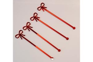 YUXUANISH 20pcs of Bow Drink Stirrers,Acrylic Drink Stirrer,Bow Drink Stir Stick,Swizzle Sticks for Party&Festival Decoration (Red)