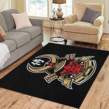 Semtomn Area Rug 2' X 3' Mask Ronin Samurai Japan Japanese Sword War Warrior Ancient Home Decor Collection Floor Rugs Carpet for Living Room Bedroom Dining Room