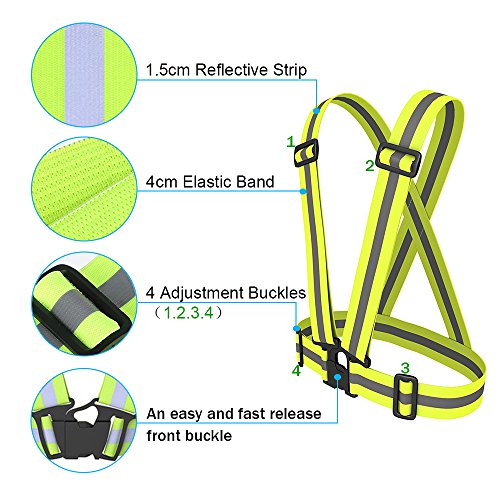 Reflective Vest Elastic & Adjustable Reflective Gear with Hi Vis Bands | High Visibility for Running,Dog Walking,Jogging,Cycling,Motorcycle Safety (2 Pack) - Thumbnail 2