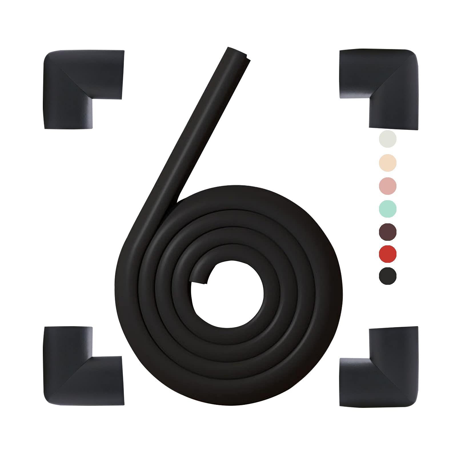 Fozobaiy Safety Edge & Corner Guards,Baby Proofing Foam Edge Protector For Kid,Table Corner Protectors For Child,Suitable For Desk,Furniture,Fireplace,Counter Sharp Corners (Black(4 Corner&2m Bumper))