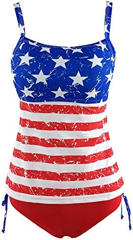 Woman's Blouson Tankini Top with Bikini Bottom Sets 2 Pieces Swimsuit by Luck Wang(XL(US(16-18))