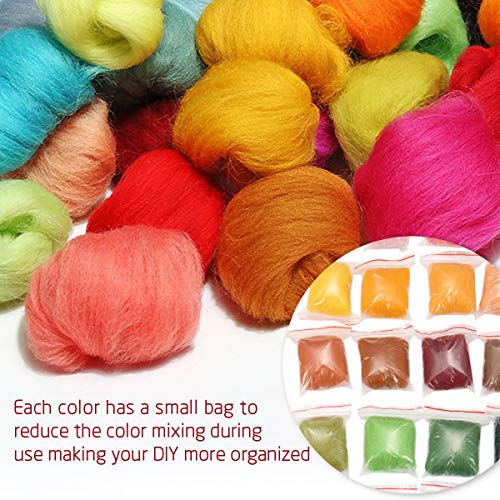 Jeteven Roving Wool 50 Colors Felting Fibre Set with 2 Beginner Mold Kit - Thumbnail 2