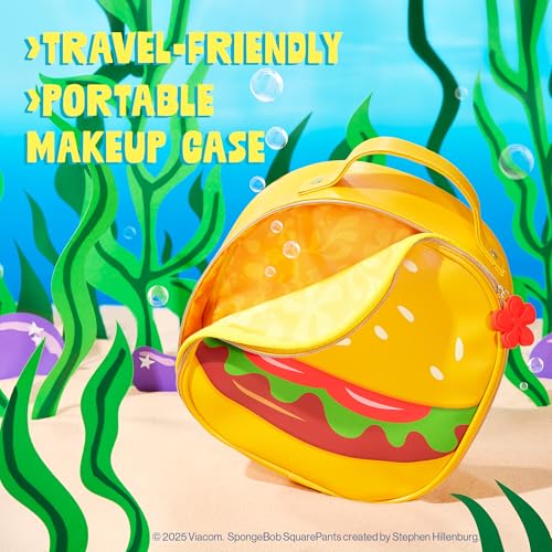 wet n wild SpongeBob Makeup Bag, Fun Full Zip Closure & Travel Friendly Handle - Krabby Patty