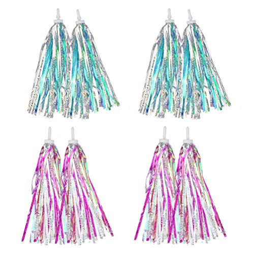 KKTOP 4 Pairs Bicycle Handlebar Streamers, Kids Scooter Tassel Ribbon for Children’s Bikes, Scooters, Carrier Accessories, Pink & Light Green