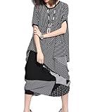 ELLAZHU Women Baggy Bat Wing Asymmetric Hem T-shirt Shirt Onesize GY356 Stripe
