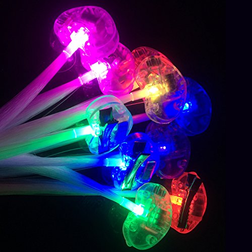 Wiekose 20pcs Multicolor Changing LED Flashing Fiber Optic Hair Braid