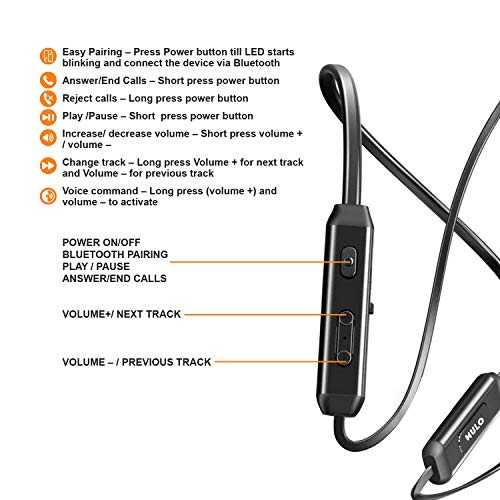Mulo Wonderloop 500 Wireless Neckband Earphone with Deep Bass Sound, IPX7 and Vibration Alert (Black)