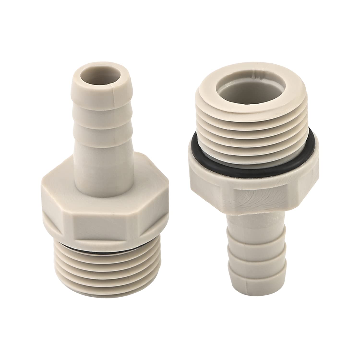 Othmro 2Pcs PVC Barb Hose Fitting Connector Adapter 10mm or 25/64" Barbed x G20.3mm/0.8 inch Male Pipe