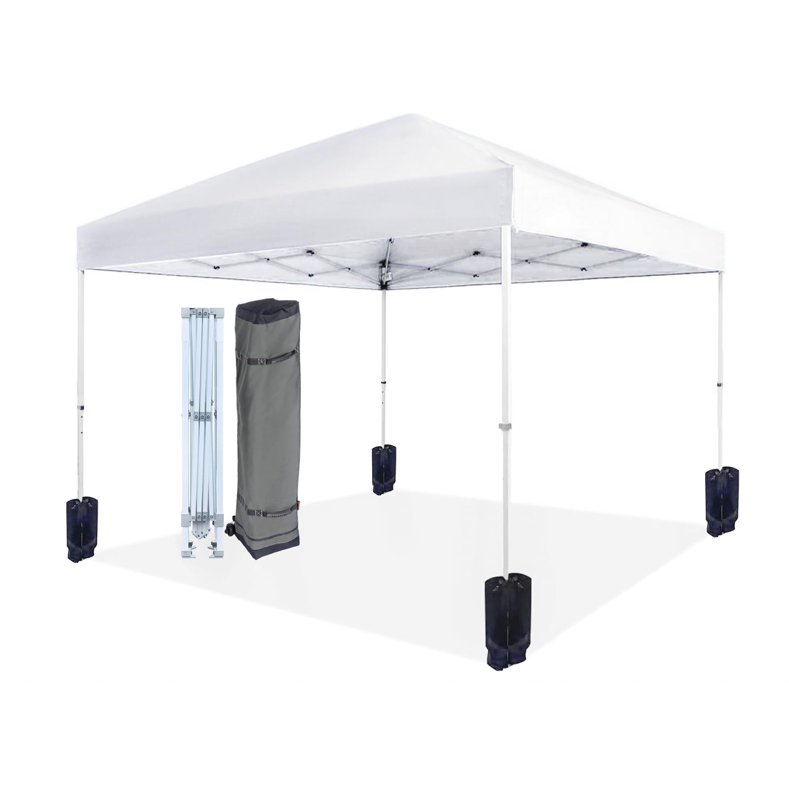 Photo 1 of ** VERY USED ** Amazon Basics Outdoor Pop Up 10 x 10 Canopy Tent for Events, Portable with Easy Setup, Includes Wheeled Carry Bag, 8 Pegs, 4 Ropes, 4 Weighted Bags, White