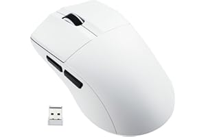 HUO JI E-YOOSO Wireless Gaming Mouse, 49g Superlight, Bluetooth 5.1/2.4G/Wired, 26,000 DPI, 5 Programmable Buttons, 150 Hr Rechargeable Battery, Software Support for PC, Mac, White