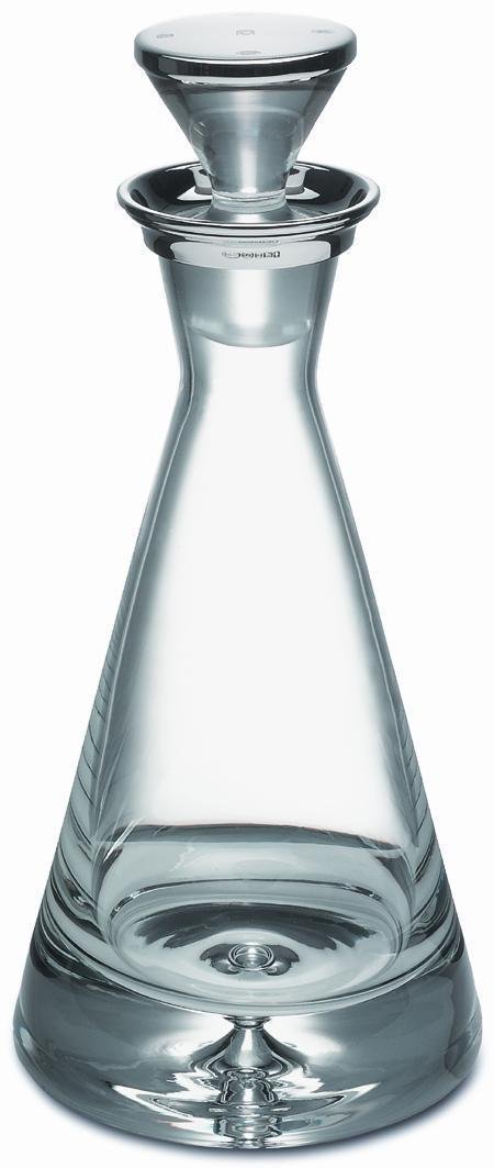 New Solid Sterling Silver & Crystal Pyramid Decanter 9 1/2" Boxed