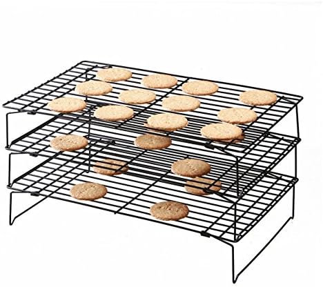Yamde 3-Tier Stackable Cooling Rack - Baking Rack, Chef Quality 13.5 inch x 9.5 inch - Tight-Grid Design, Oven Safe, Roasting Wire Rack Fits Half Sheet Baking Pan for Cookies, Cakes Oven-Safe for Coo
