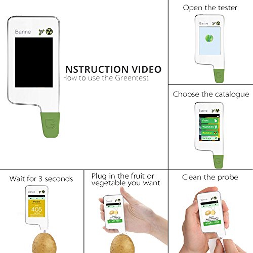 Healthy Eating, Banne Instant Read Digital Food Processor, Fresh Meat, Fruit, Vegetable Nitrate Tester & Geiger Counter Radiation Detection Combo for Food (White)