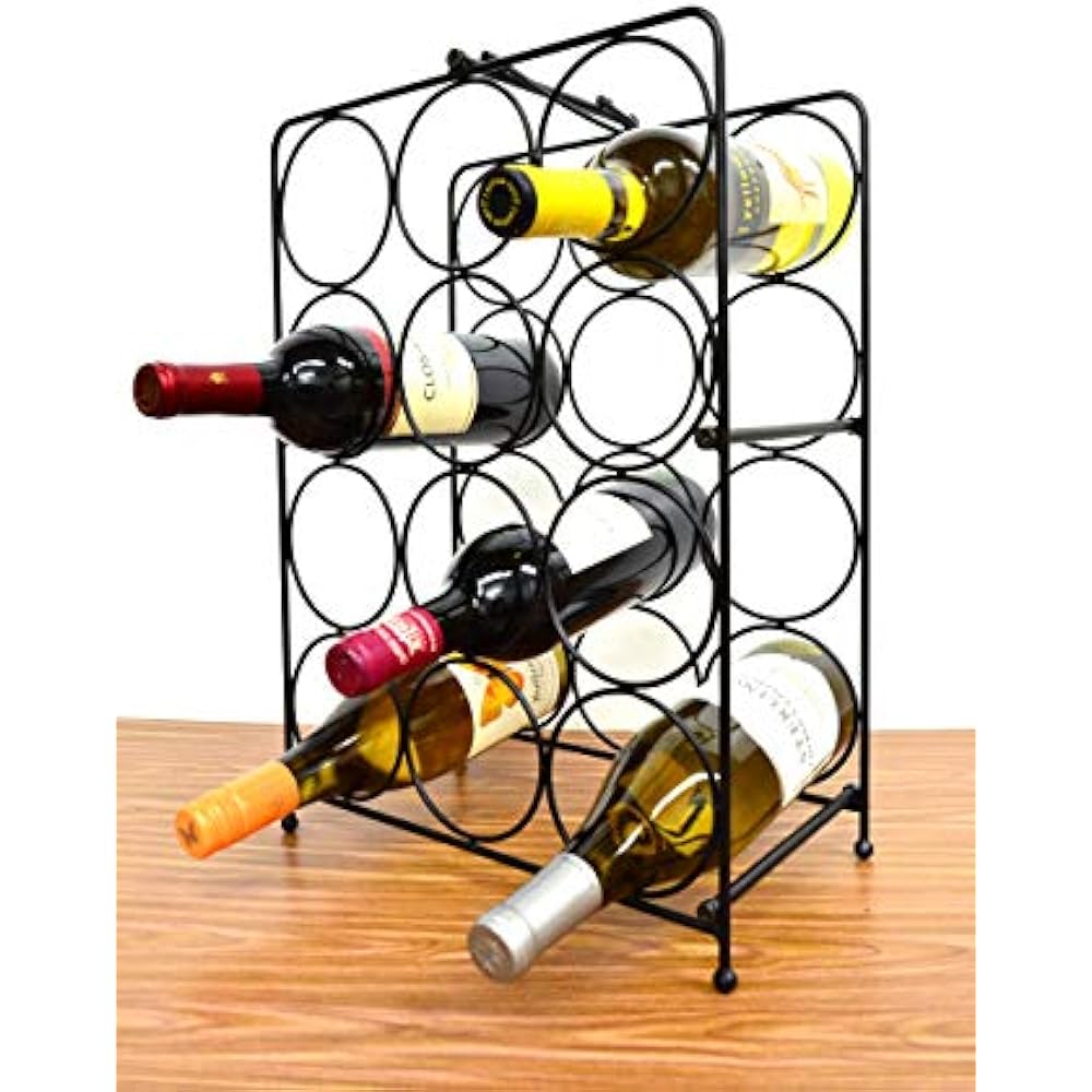 Napoli 12 Bottle Free Standing Wine Rack, Holder Metal Floor Modern
