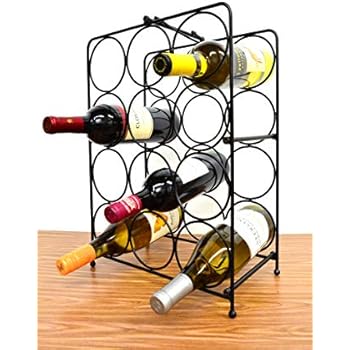 Superiore Livello Napoli 12 Bottle Free Standing Wine Rack, Wine Holder Free Standing Metal Rack for Floor Modern Scroll Art Design Wine Bottle Storage Rack Perfect Floor Standing Wine Storage Rack